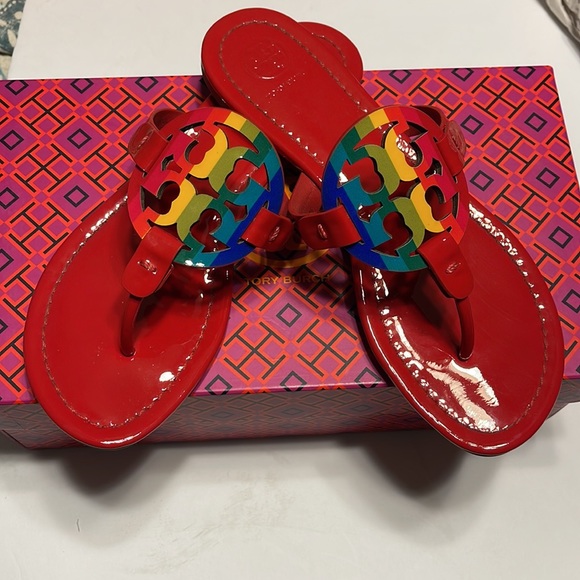 Tory Burch ruby red rainbow millers - Picture 3 of 7